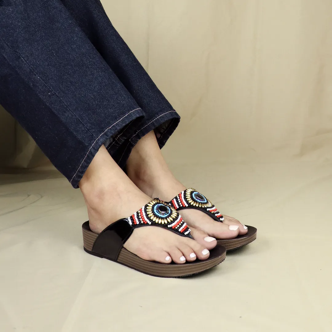 [20% off at cart] Boho Beaded Flatform Flip-Flops