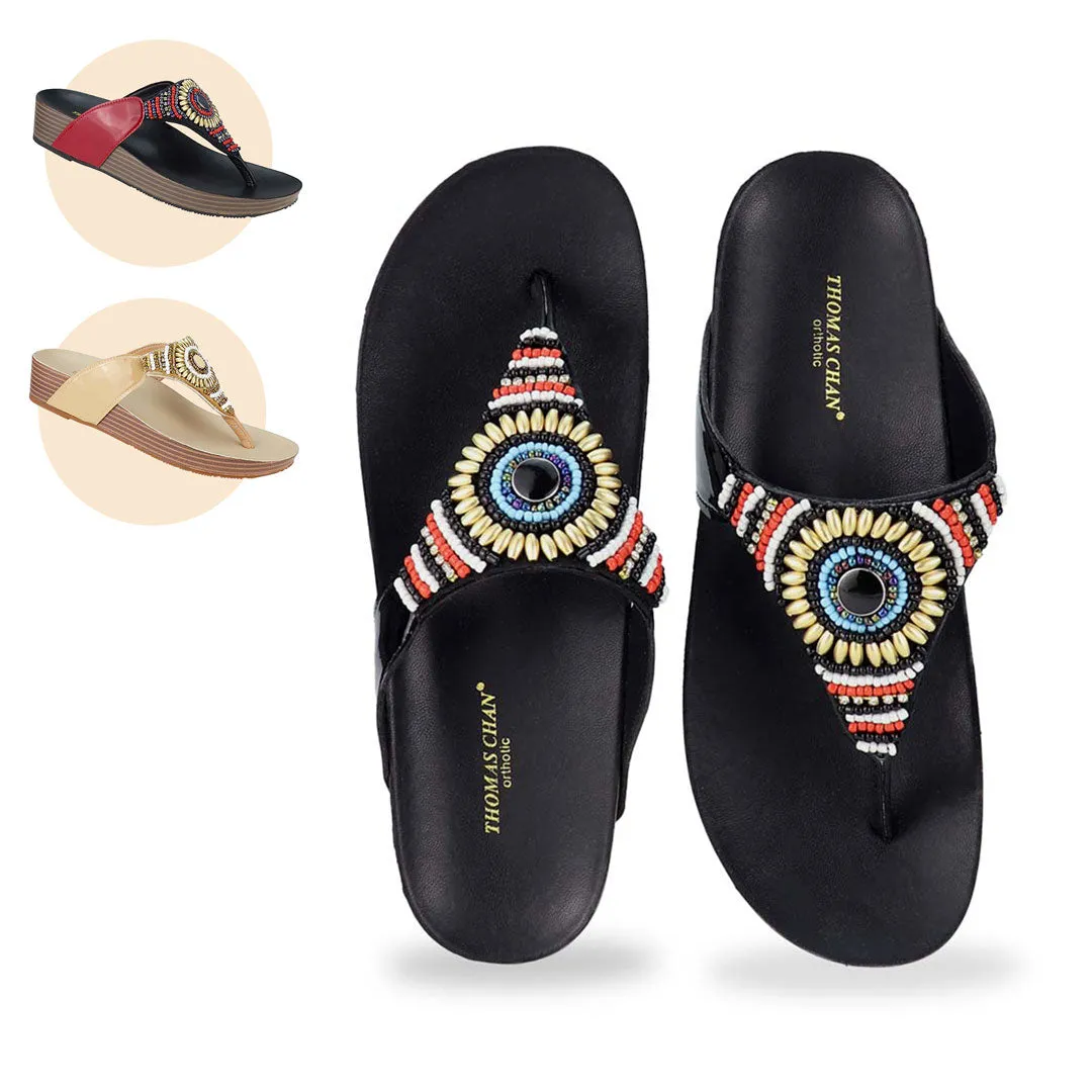 [20% off at cart] Boho Beaded Flatform Flip-Flops