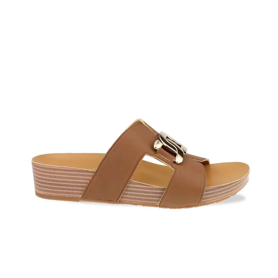 [20% off at cart] Metallic Buckle H-Flatform Sandals