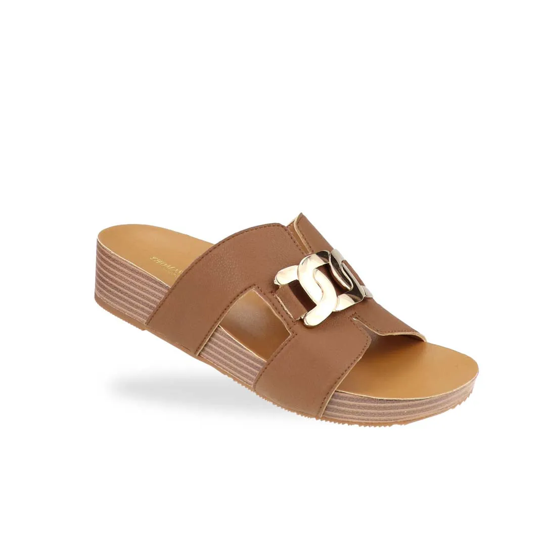 [20% off at cart] Metallic Buckle H-Flatform Sandals