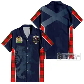 Adair Tartan Short Sleeve Button Shirt with Family Crest and Lion Rampant Vibes Sport Style