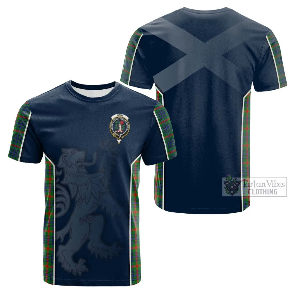 Aiton Tartan Cotton T-shirt with Family Crest and Lion Rampant Vibes Sport Style