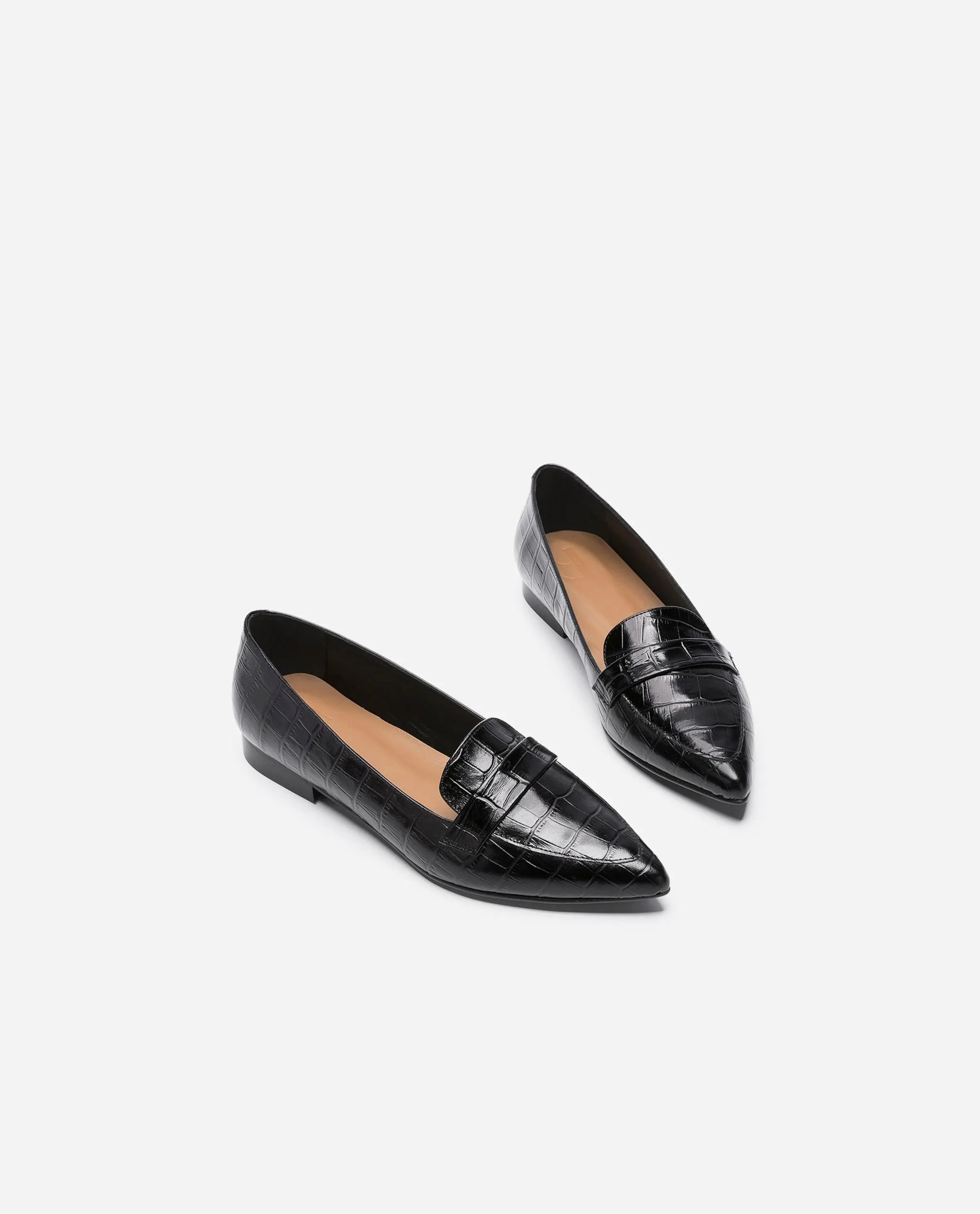 Alexandra Croco Black Flats