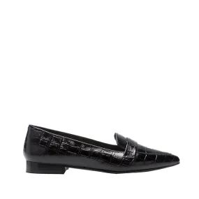 Alexandra Croco Black Flats