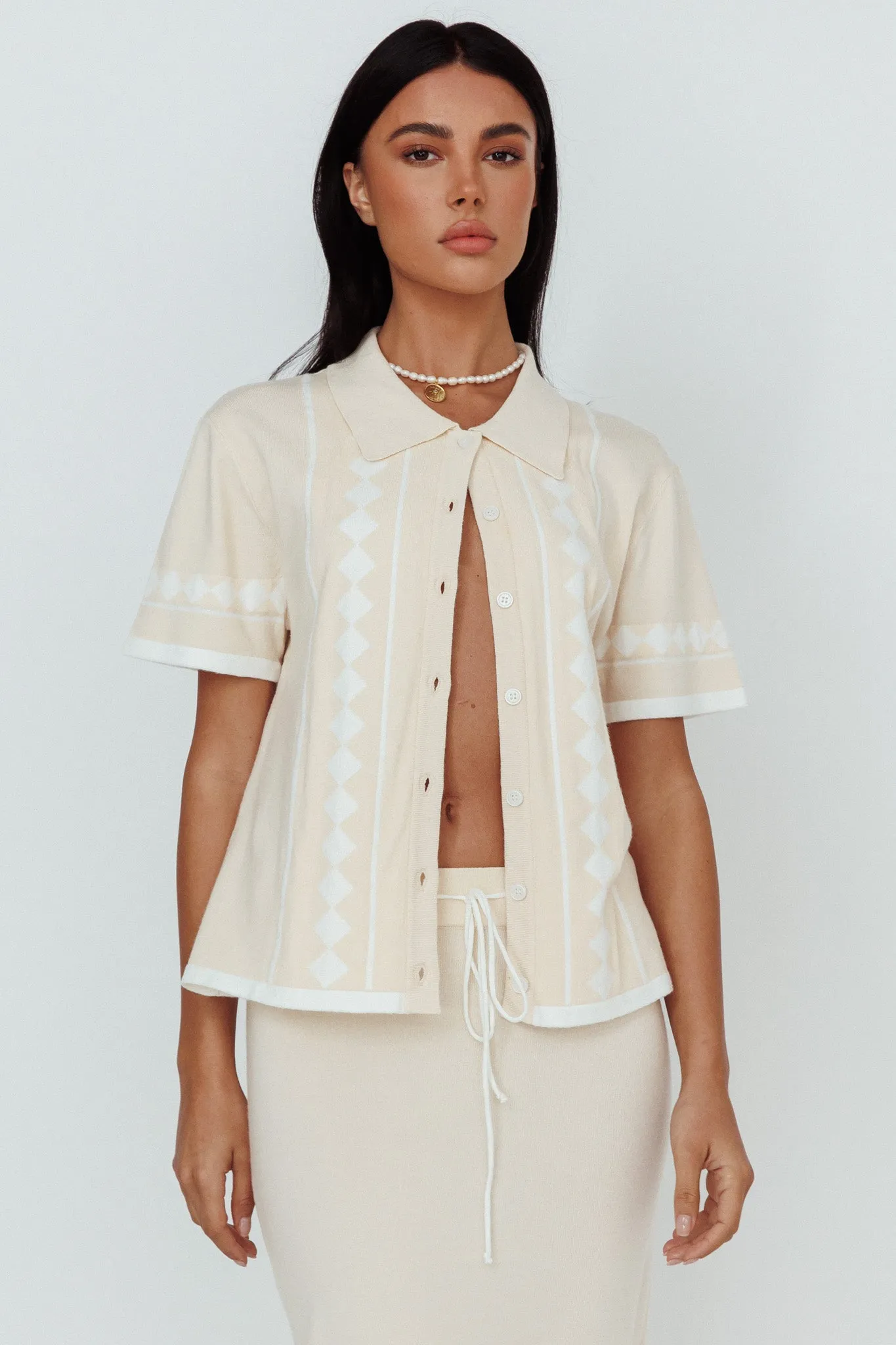 Amalfi Sun Knit Button-Up Shirt Sand