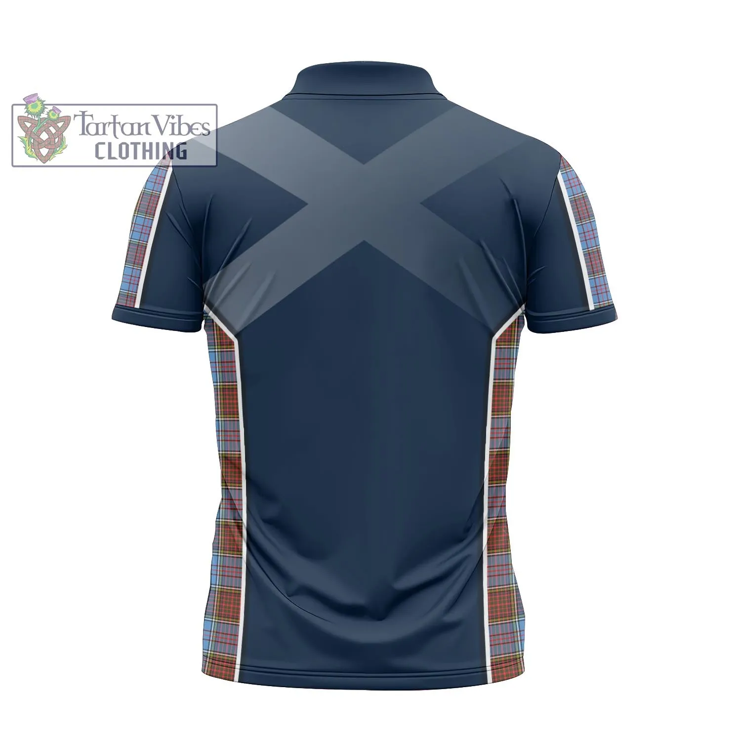 Anderson Modern Tartan Zipper Polo Shirt with Family Crest and Scottish Thistle Vibes Sport Style