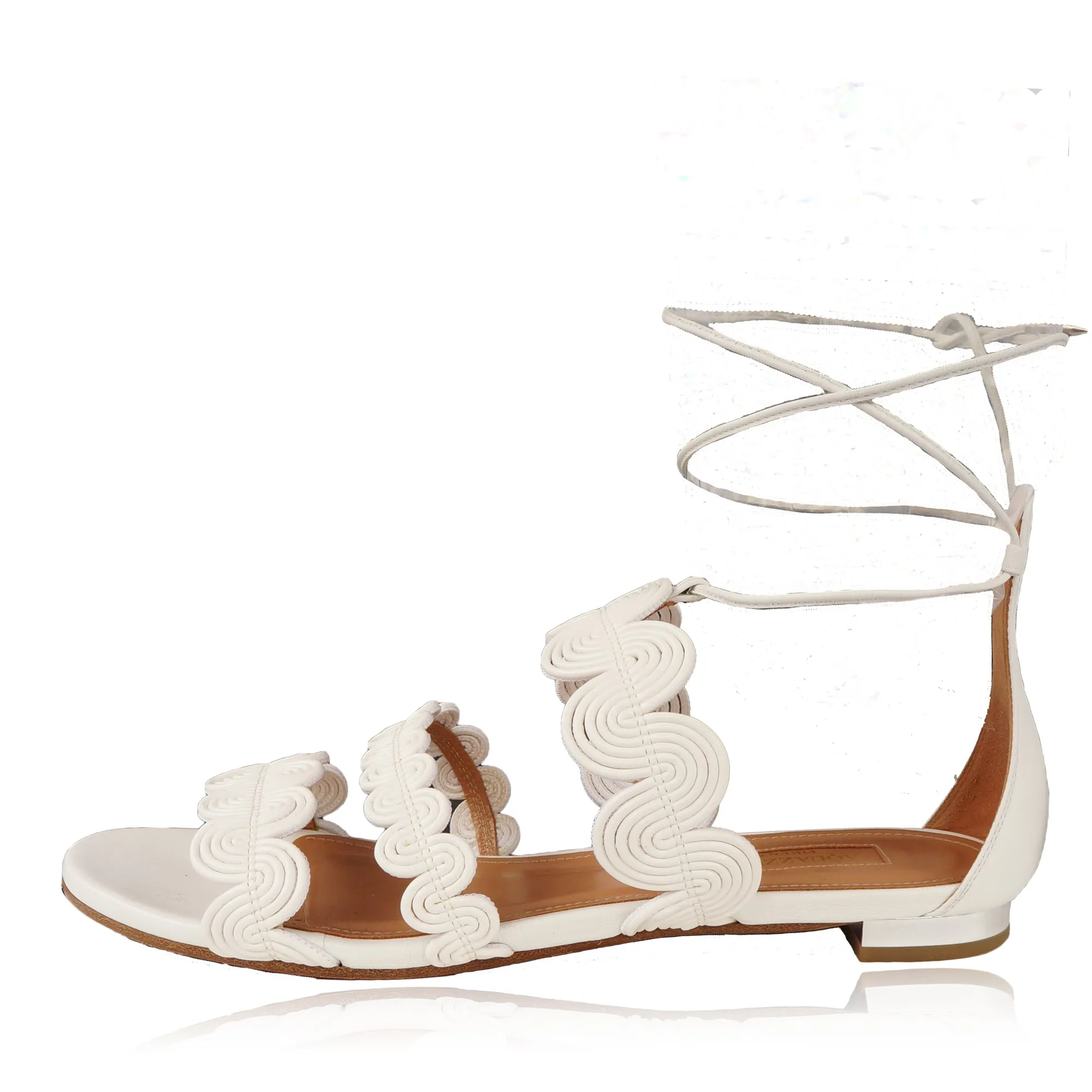 AQUAZZURA JODPHUR WHITE LEATHER SANDAL