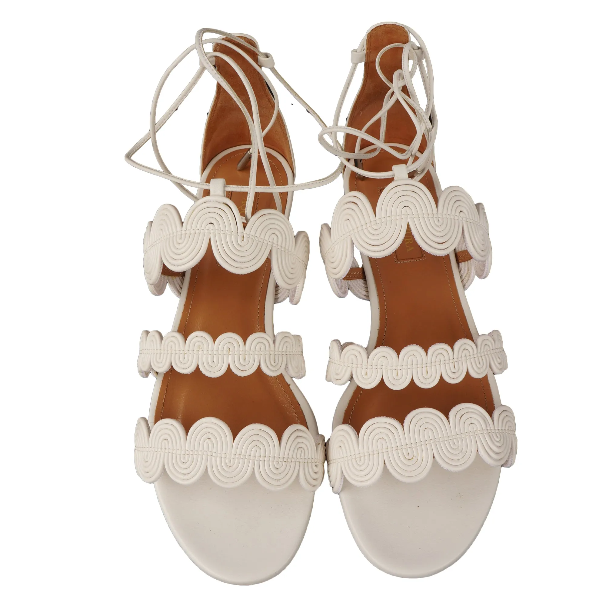 AQUAZZURA JODPHUR WHITE LEATHER SANDAL