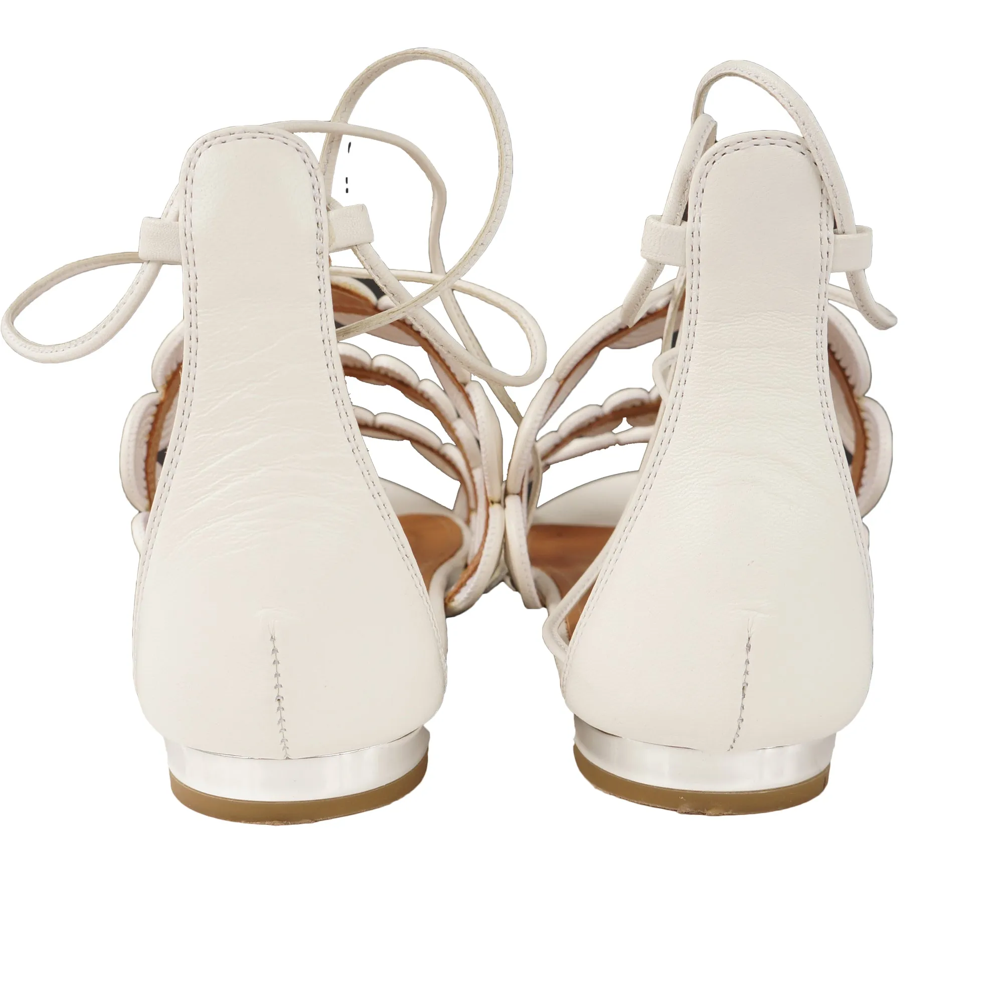 AQUAZZURA JODPHUR WHITE LEATHER SANDAL