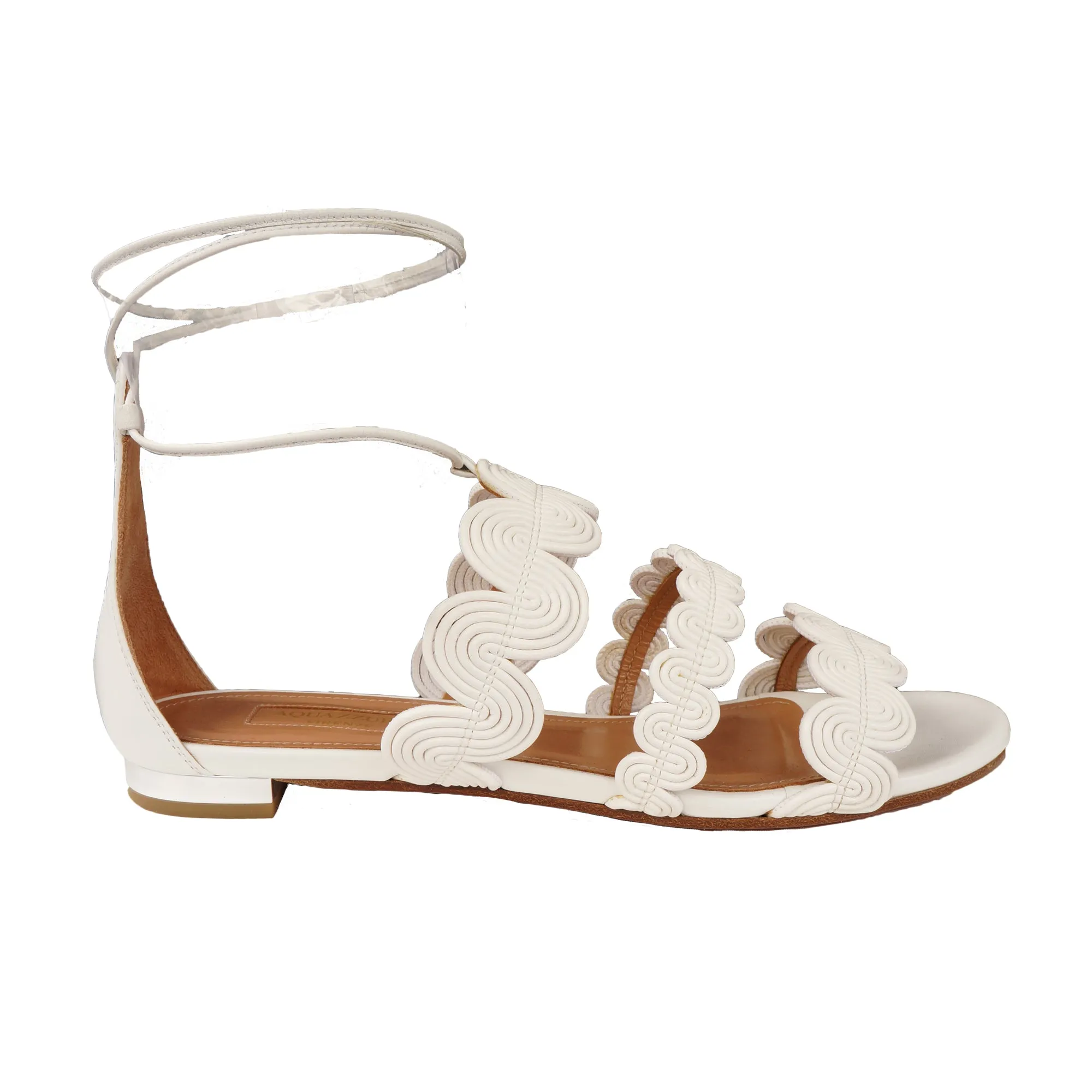 AQUAZZURA JODPHUR WHITE LEATHER SANDAL