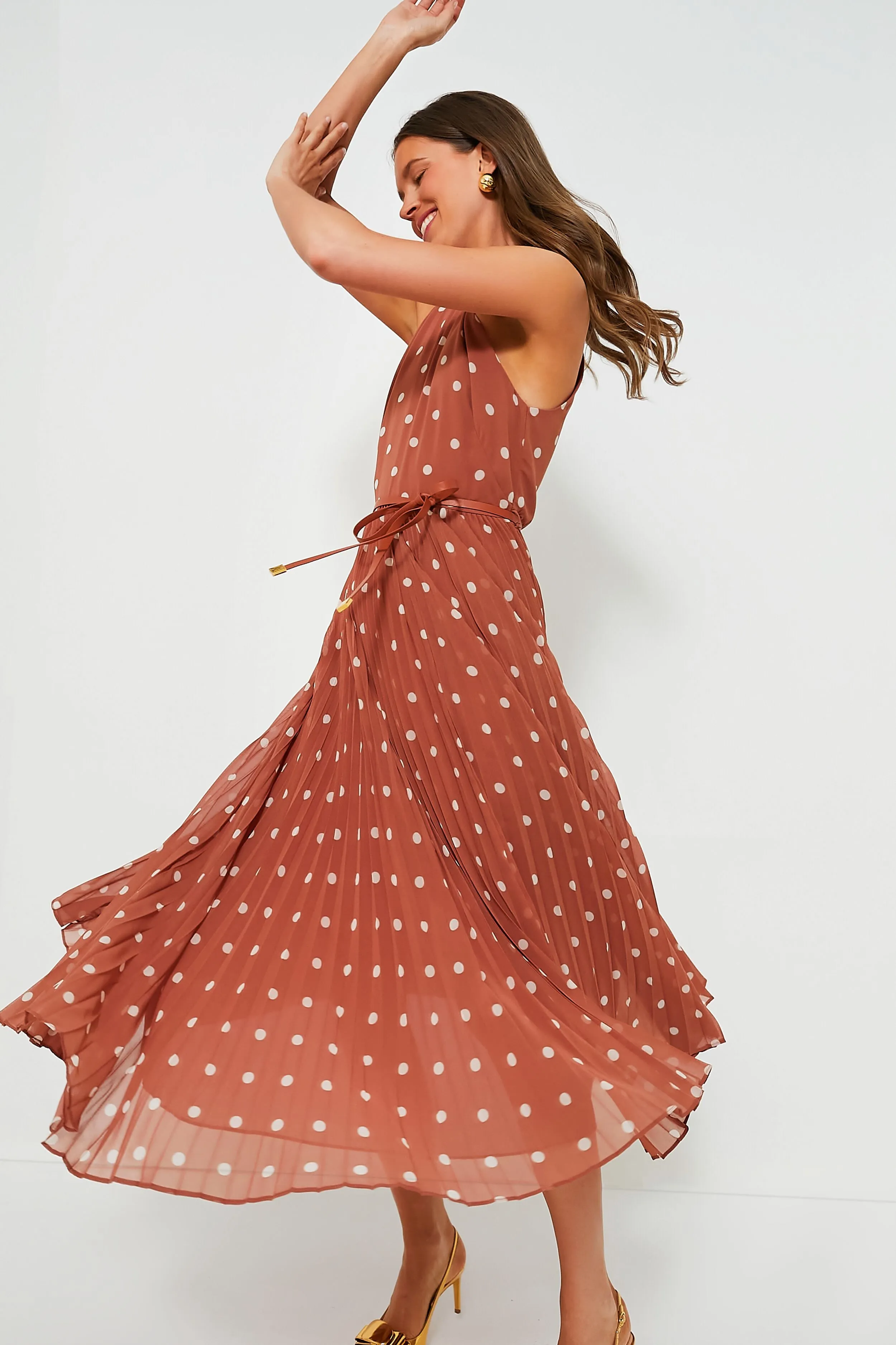 Aragon and Cream Dot Sunray Picnic Dress