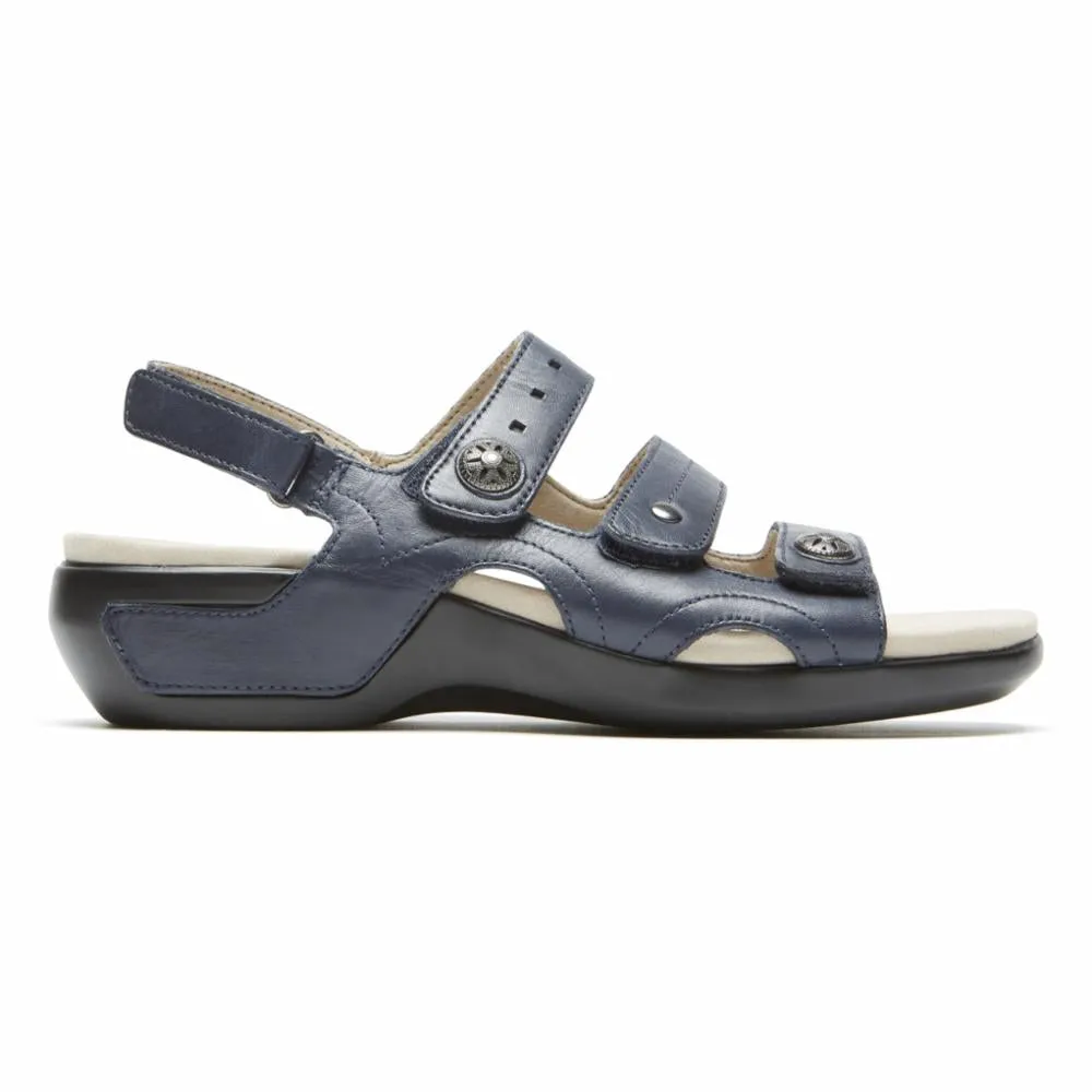 Aravon POWER COMFORT SANDALS THREE STRAP NAVY/LEATHER