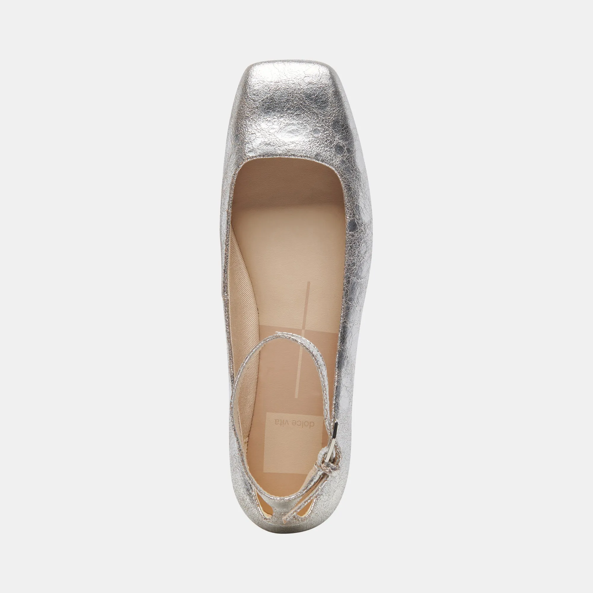 ASHYA BALLET FLATS SILVER DISTRESSED LEATHER