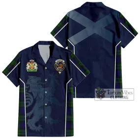 Bannatyne Tartan Short Sleeve Button Shirt with Family Crest and Lion Rampant Vibes Sport Style