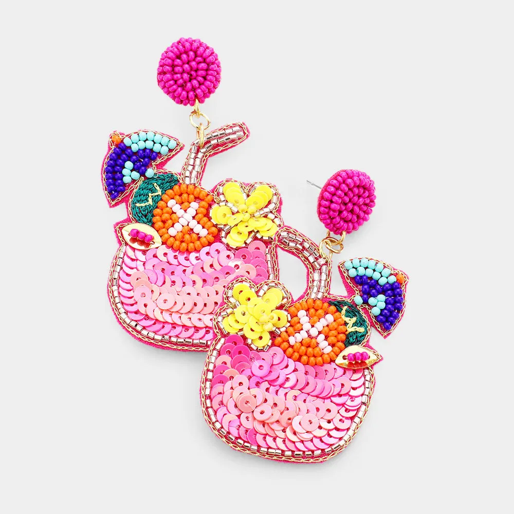 Beaded Earrings, Pink Summer Drinks