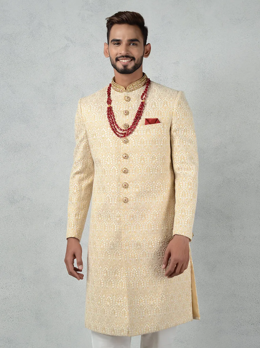 Beige & Cream Sherwani | Azania