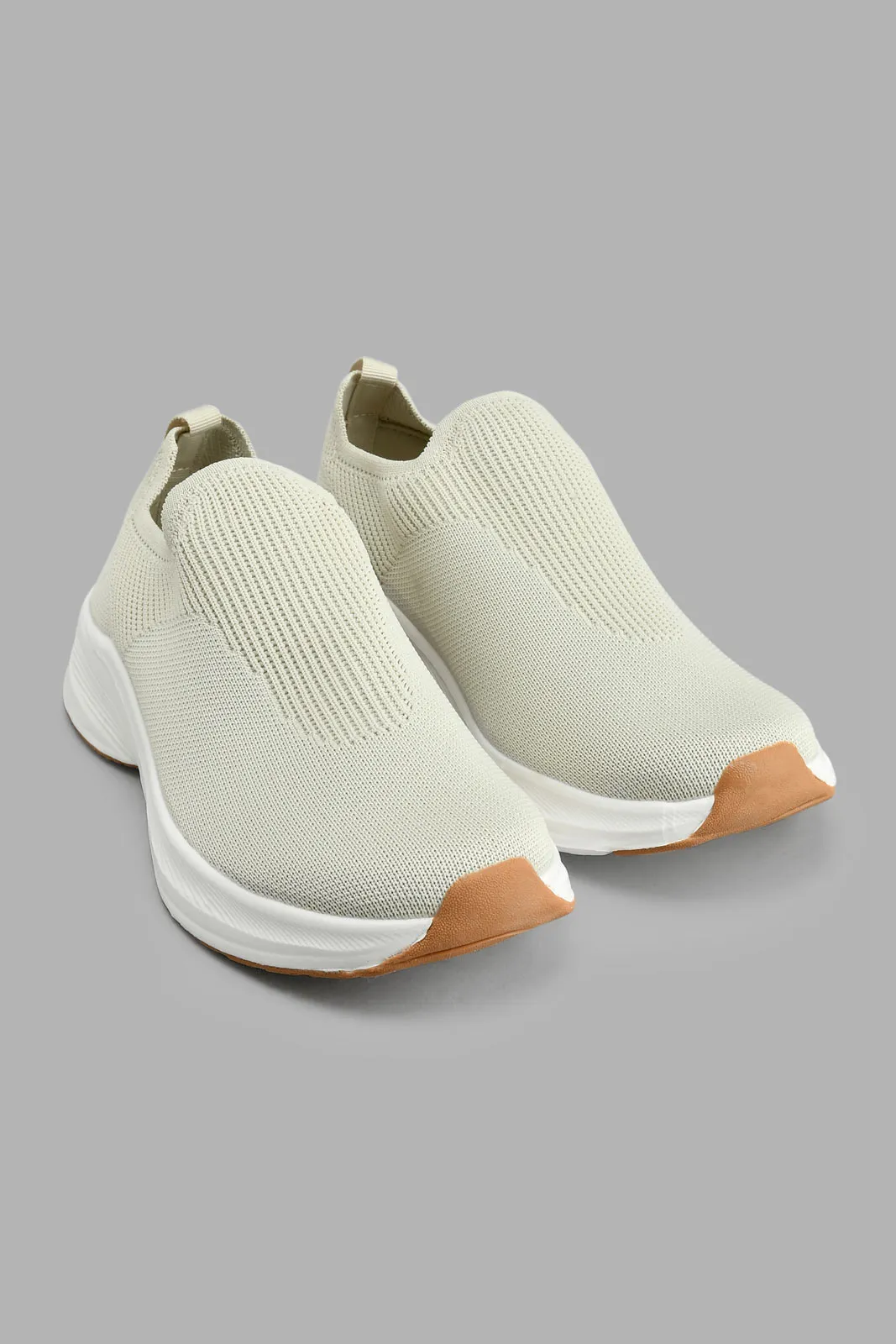 Beige Knit Slip On For Boys