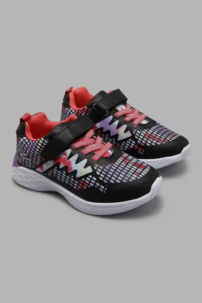 Black And Pink Mesh Sneaker