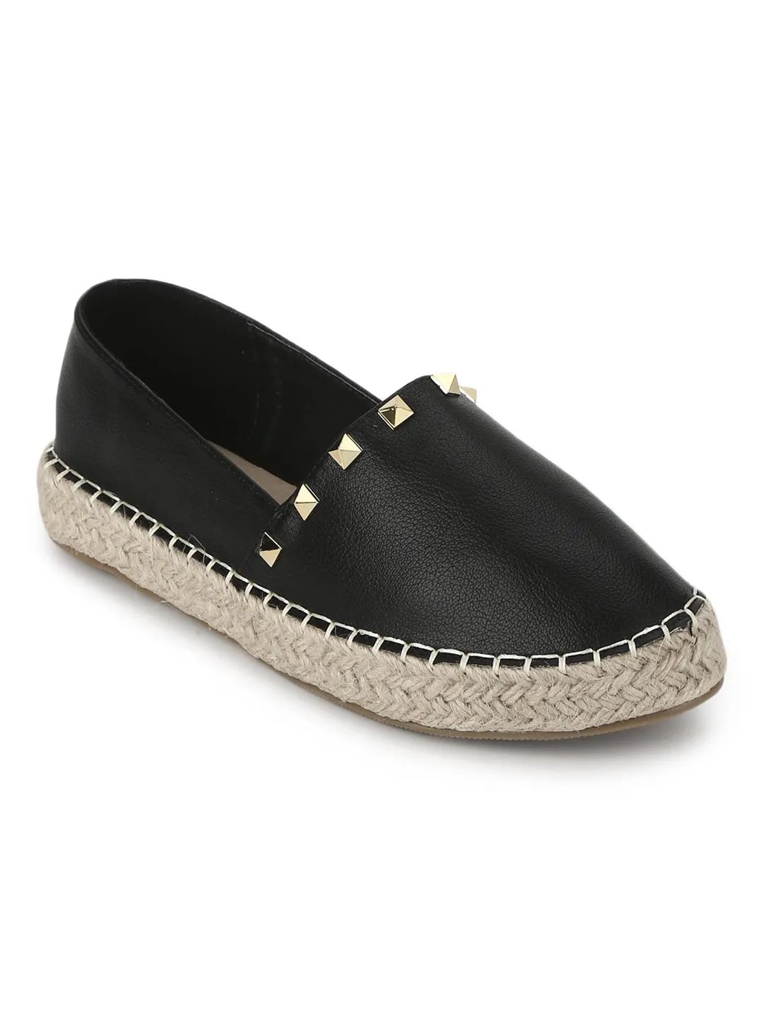 Black PU Mash Slip On Flats