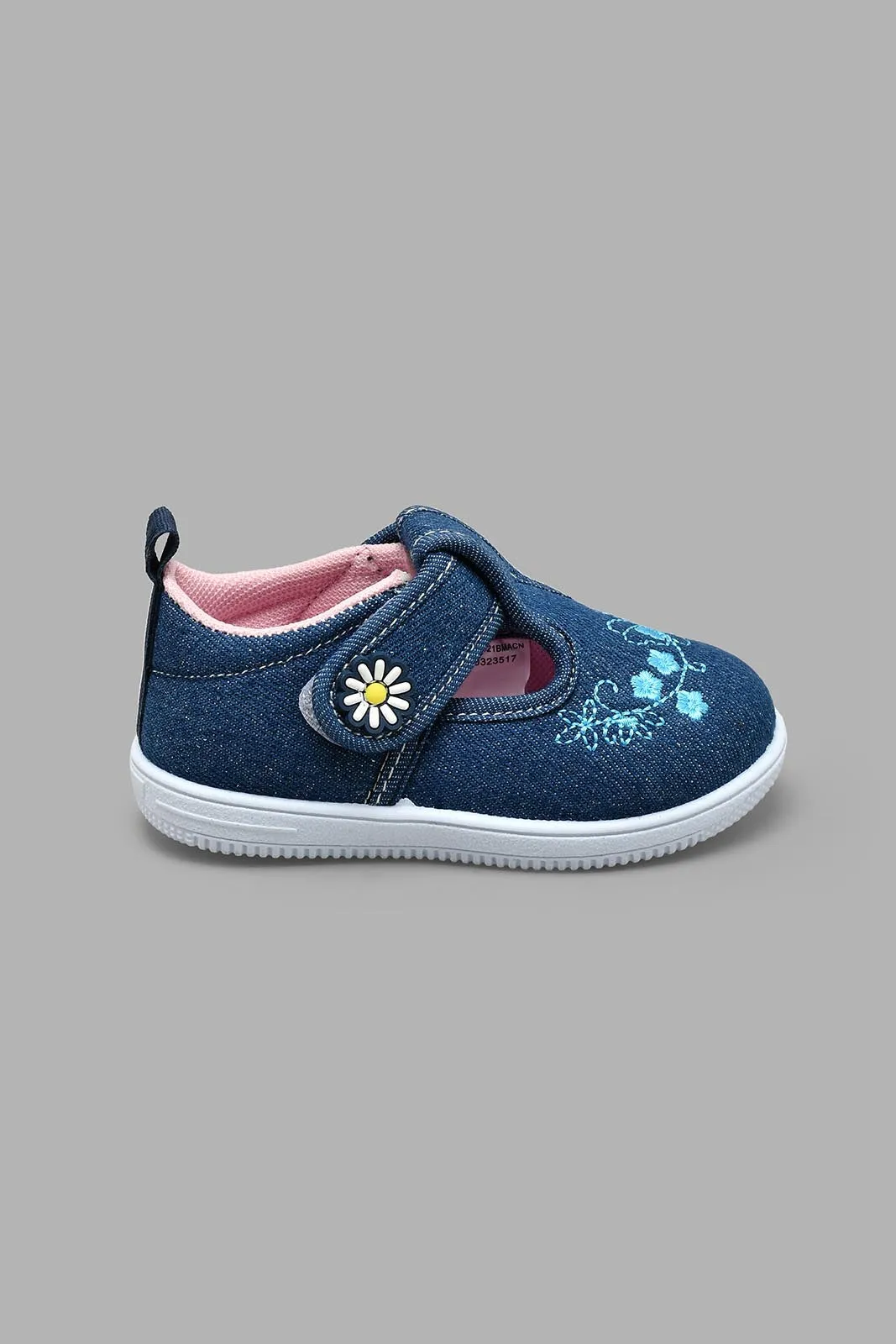 Blue Floral Embroidered Pump