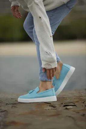 Blue Tassel Slip-Ons