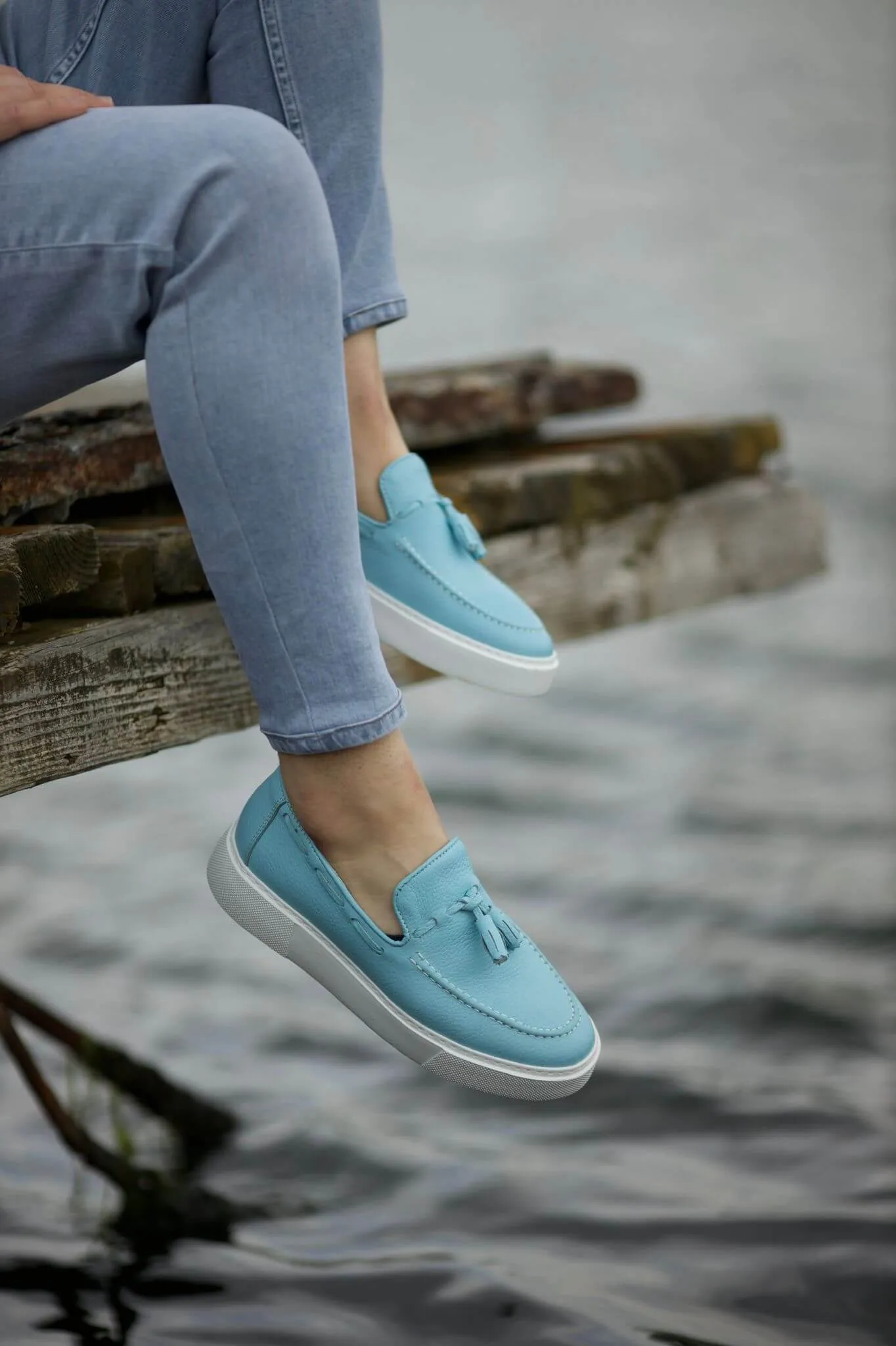 Blue Tassel Slip-Ons