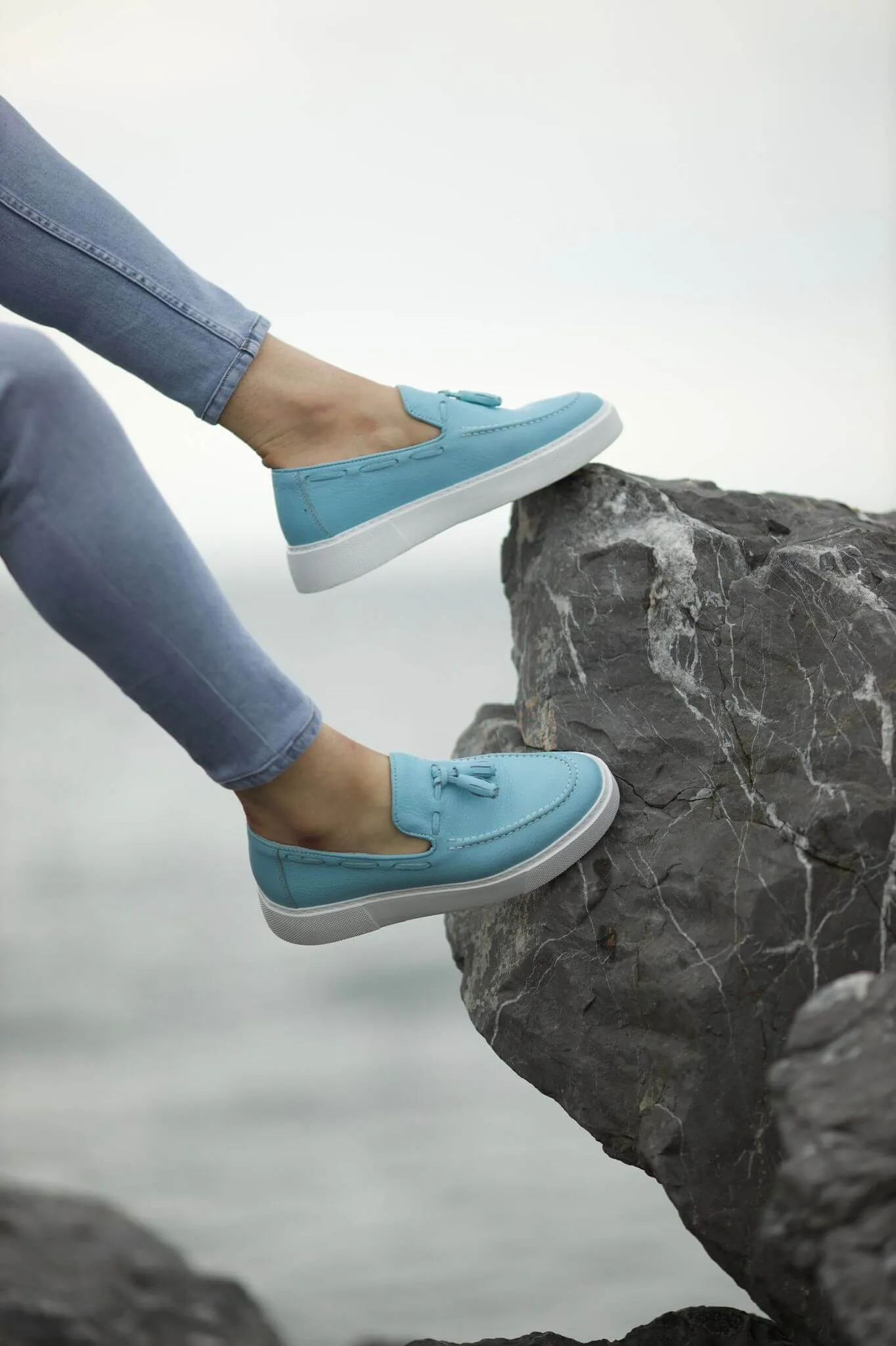 Blue Tassel Slip-Ons