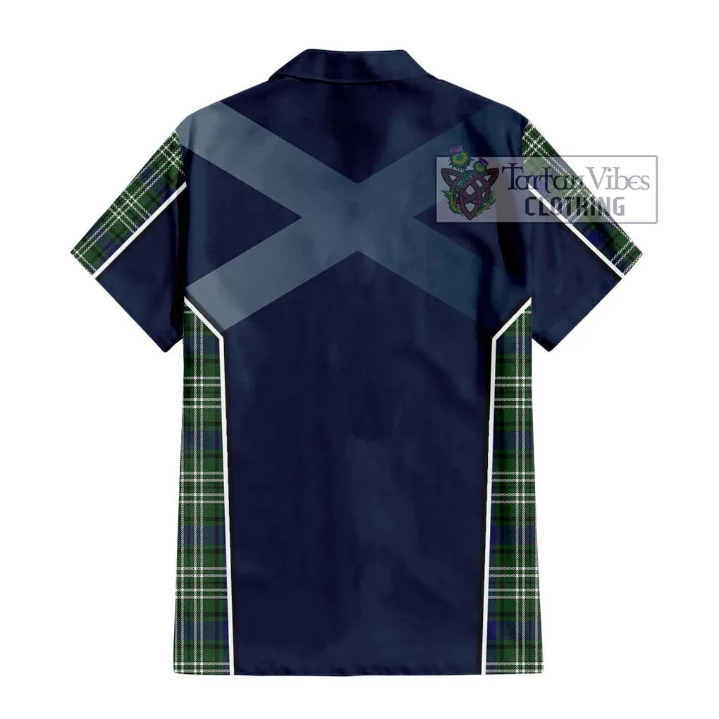 Blyth Tartan Short Sleeve Button Shirt with Family Crest and Lion Rampant Vibes Sport Style