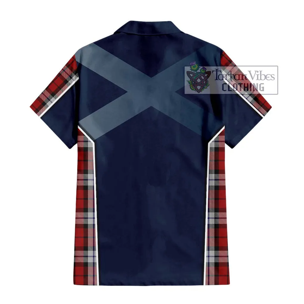 Brodie Dress Tartan Short Sleeve Button Shirt with Family Crest and Lion Rampant Vibes Sport Style