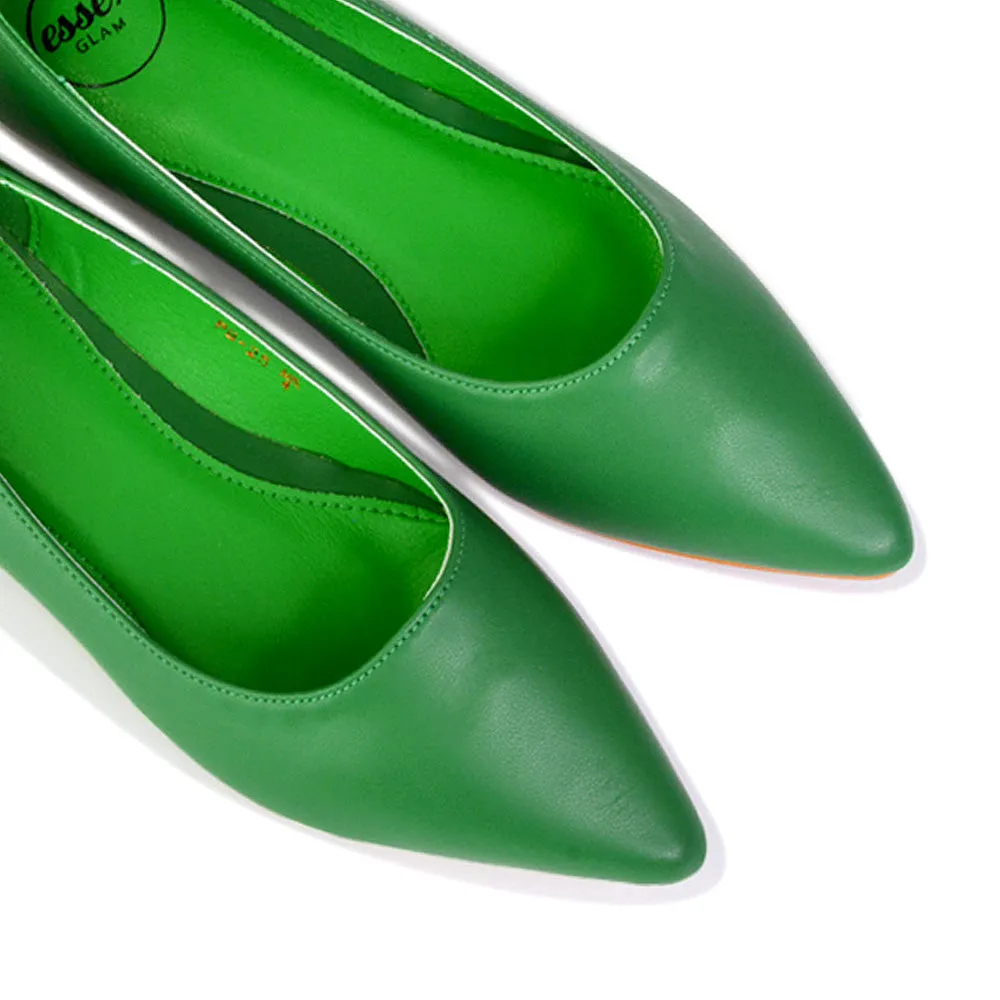 Bubbles Bridal Flats Pointed Toe Wedding Slip on Flat Ballerina Pump Shoes in Green