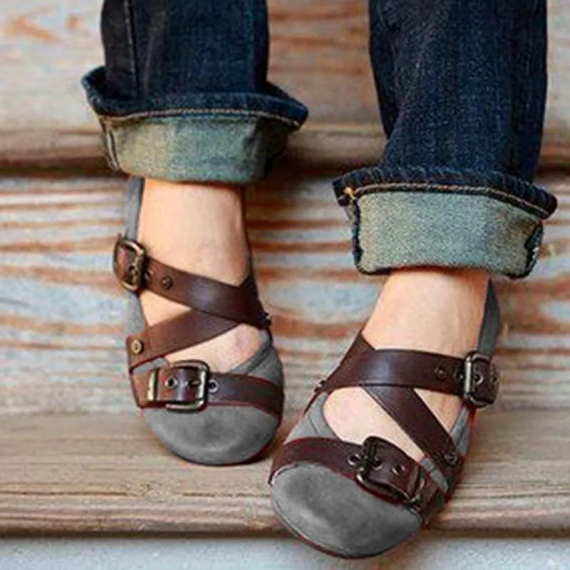 Buckle Strap Casual Flat Loafers