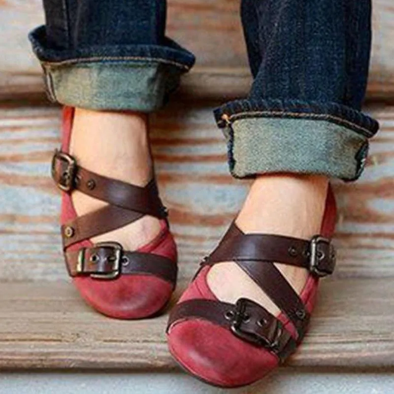 Buckle Strap Casual Flat Loafers