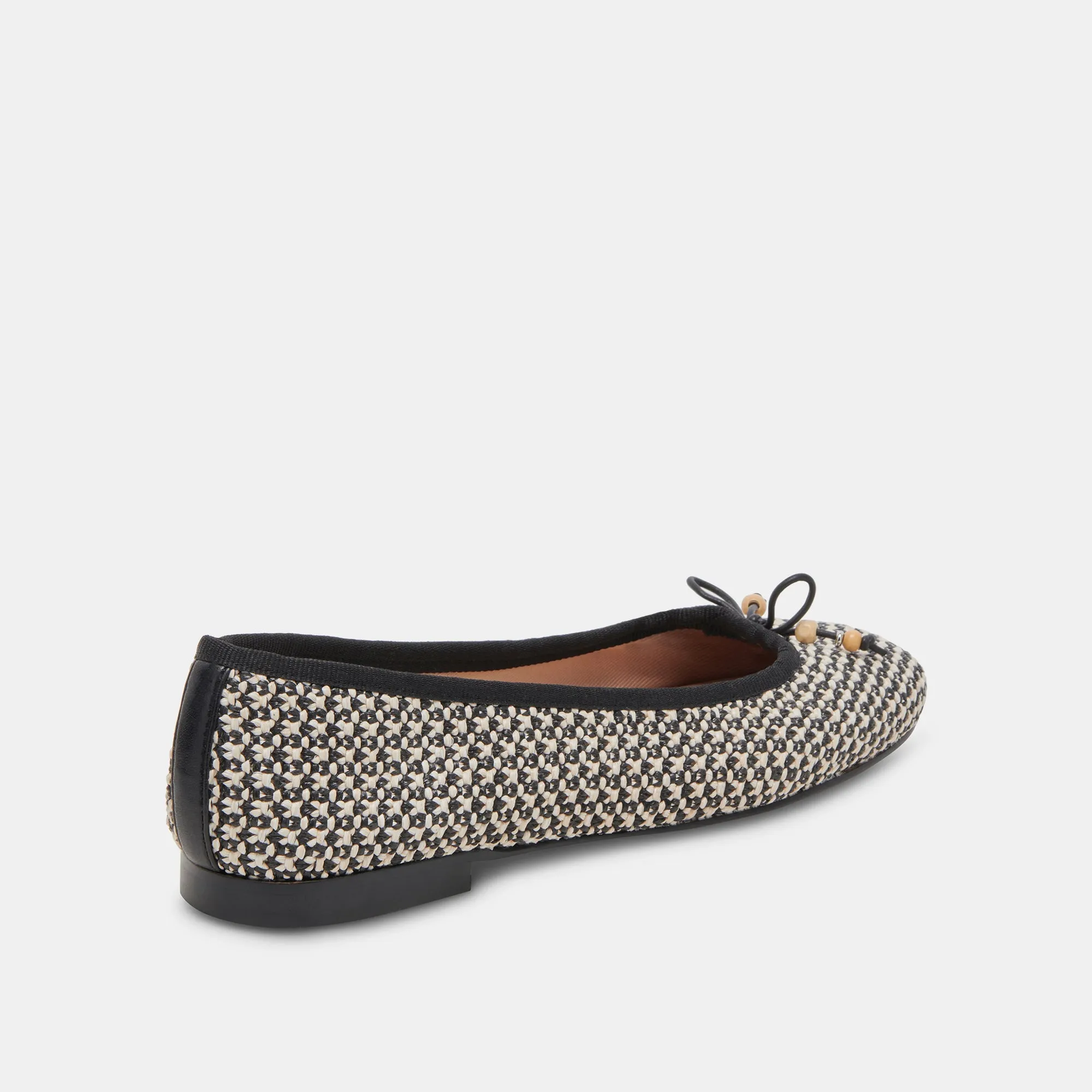 CACY BALLET FLATS WHITE BLACK RAFFIA