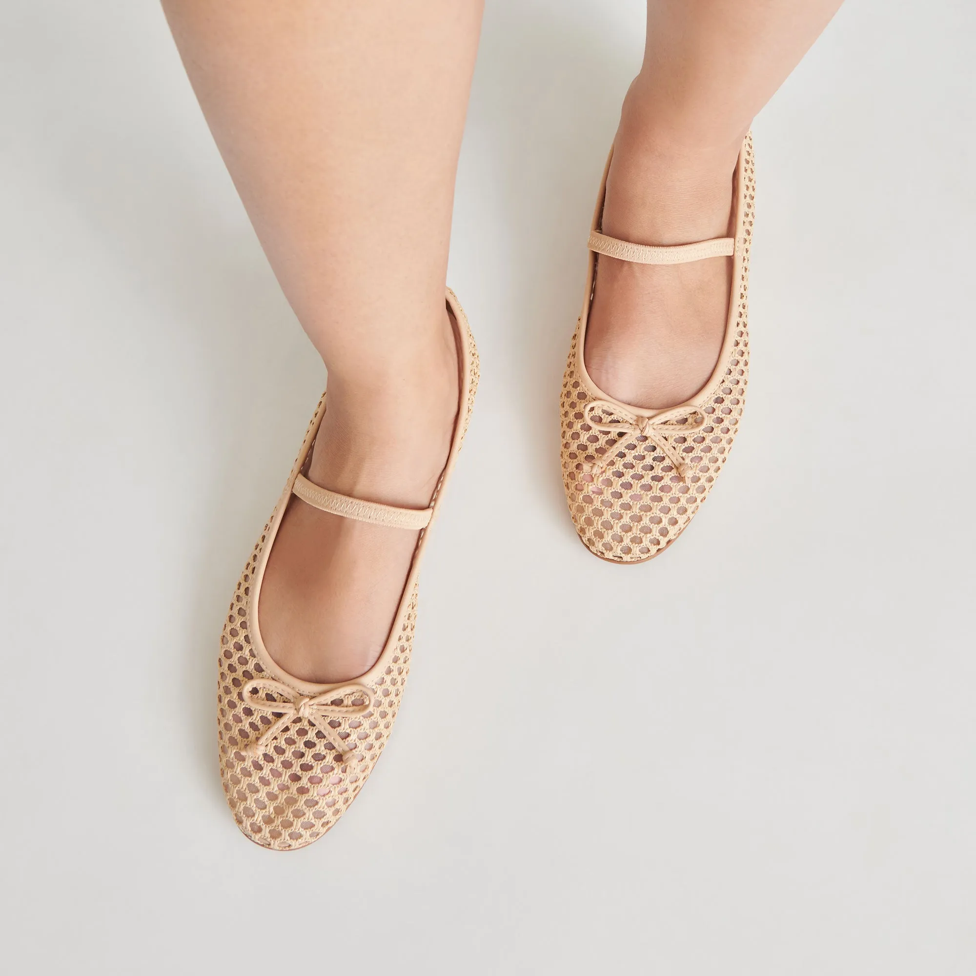 CARIN RAFFIA BALLET FLATS LT NATURAL RAFFIA