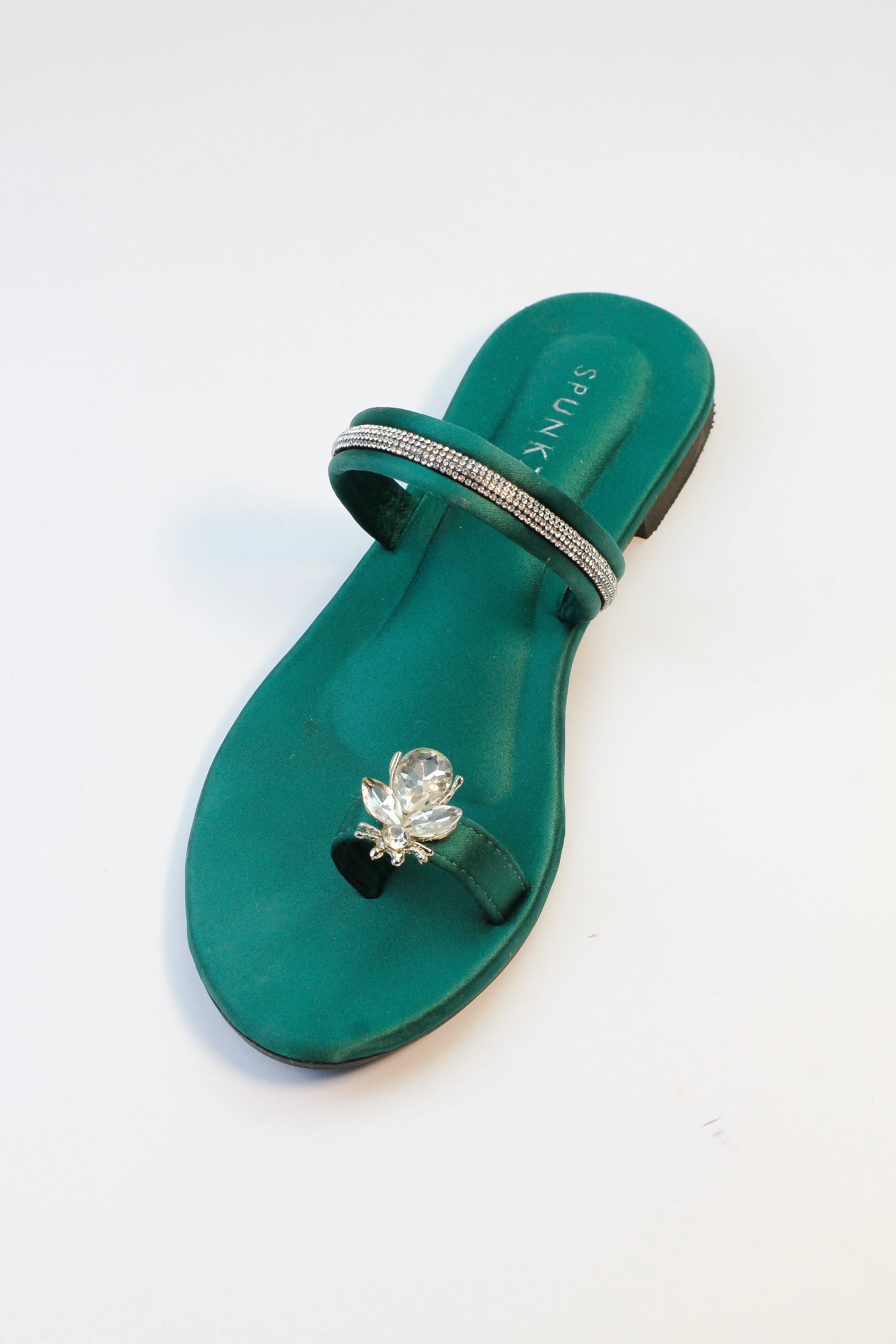 Charyl Green Toe Ring Rhinestone Bee Flats