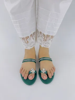 Charyl Green Toe Ring Rhinestone Bee Flats