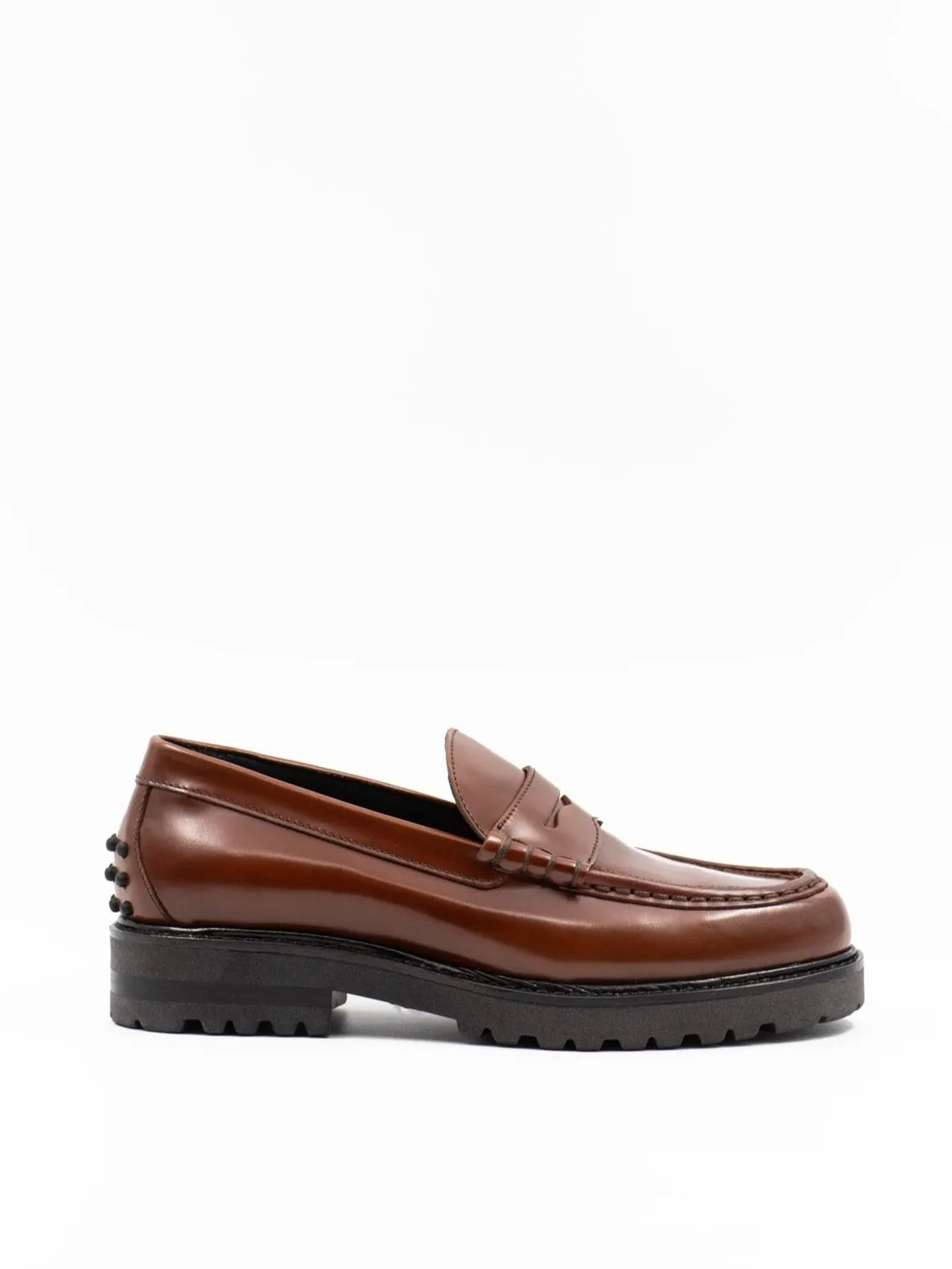 Chunky loafers in brown leather