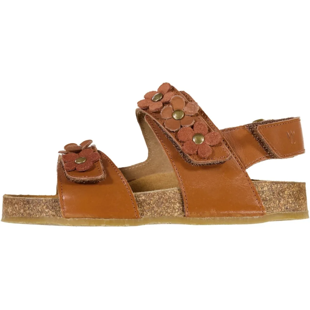 Clare flower sandal - amber brown