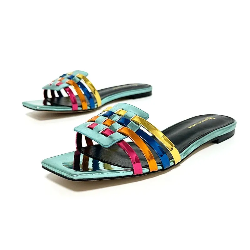 Colorful Woven Open Toe Slippers