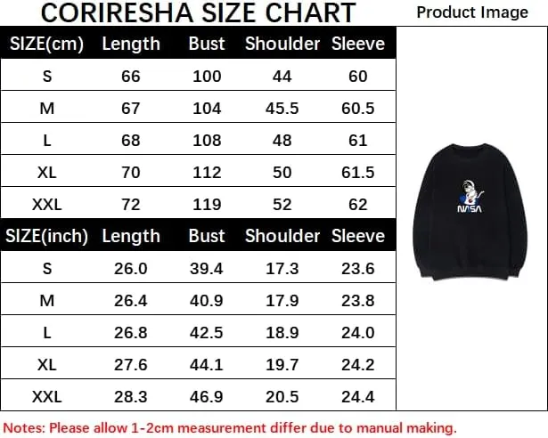 CORIRESHA Space Astronaut Cat Rocket NASA Long Sleeve Crew Neck Sweatshirt