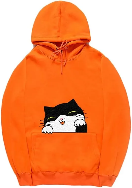 CORIRESHA Teen Cute Cat Hoodie Drawstring Long Sleeve Pocket Cotton Sweatshirt