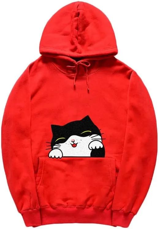 CORIRESHA Teen Cute Cat Hoodie Drawstring Long Sleeve Pocket Cotton Sweatshirt