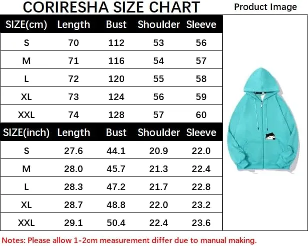 CORIRESHA Teen Cute Cat Zipper Hoodie Long Sleeve Drawstring Casual Sweatshirt