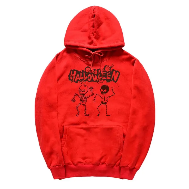 CORIRESHA Teen Halloween Skeleton Hoodie Casual Drawstring Y2K Aesthetic Gothic Sweatshirt