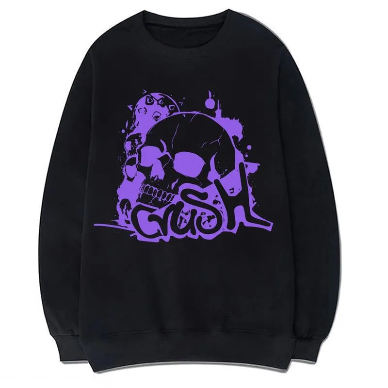 CORIRESHA Unisex Skull Sweatshirt Crewneck Long Sleeve Y2K Aesthetic Gothic Pullover