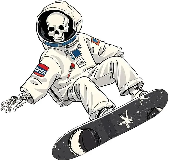 CORIRESHA Women's Skull Astronaut T-Shirt Casual Crewneck Short Sleeve Summer Skateboarding Top