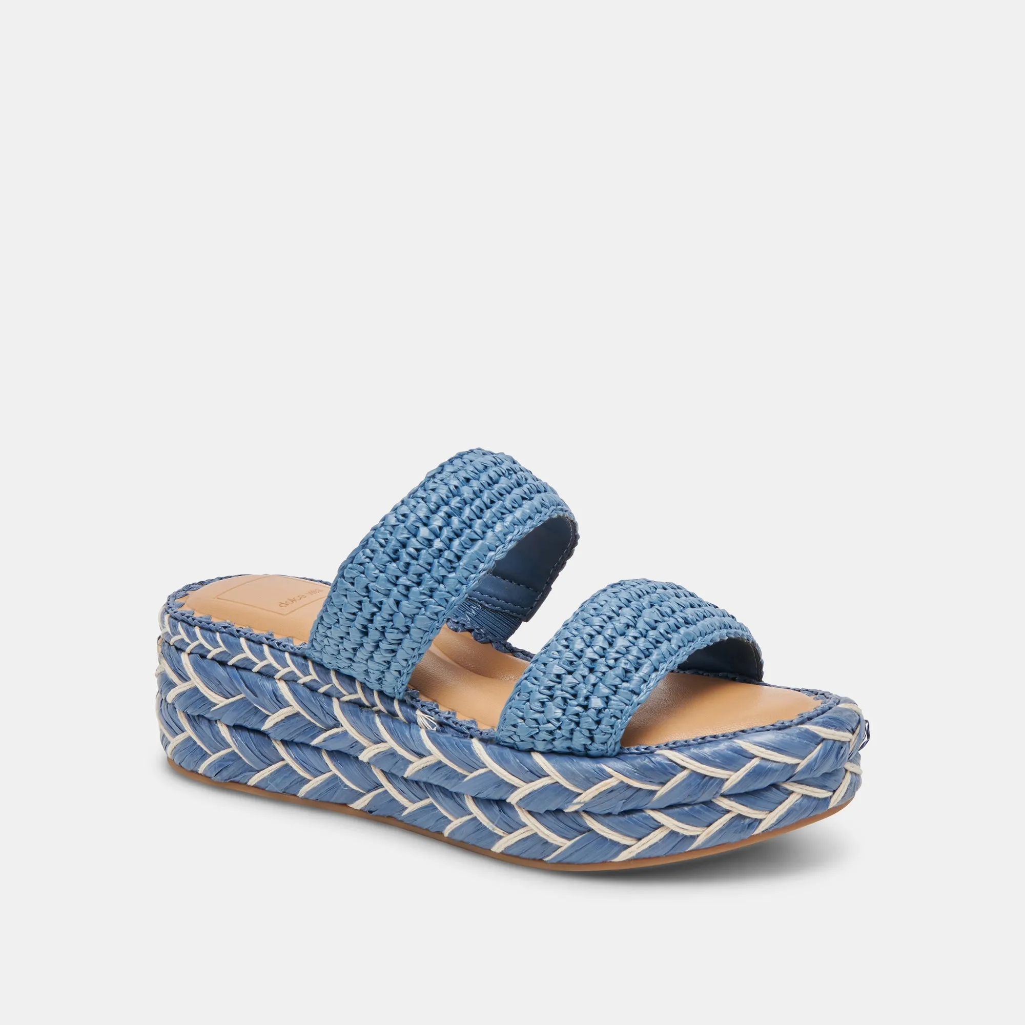 CORLA SANDALS BLUE RAFFIA