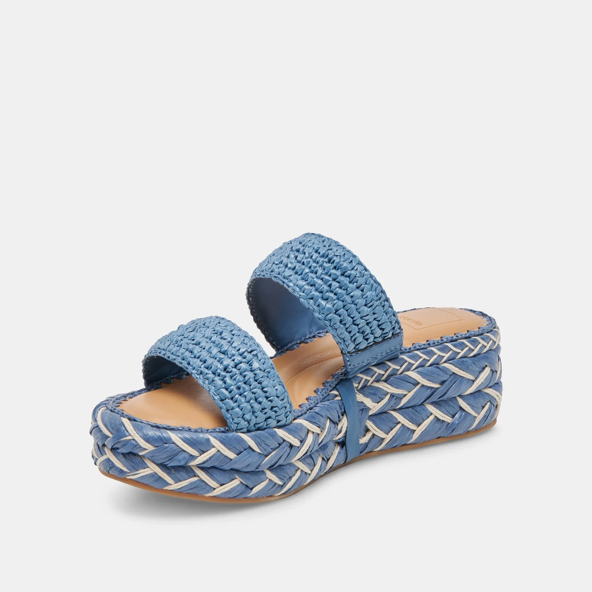 CORLA SANDALS BLUE RAFFIA