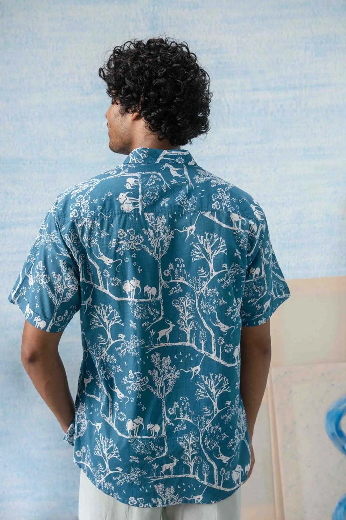 Creatures Of Canopy Printed Shirt (Teal Dream)