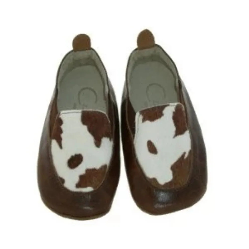 Czarque Cow Print Baby Loafers